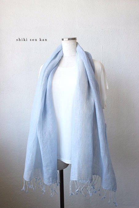 Ⅱ.5色的Saxe blue☆手染絲巾　T16149 第1張的照片
