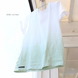 【再販】手染めTシャツ コットン100％　サマーグリーン T17307 1枚目の画像