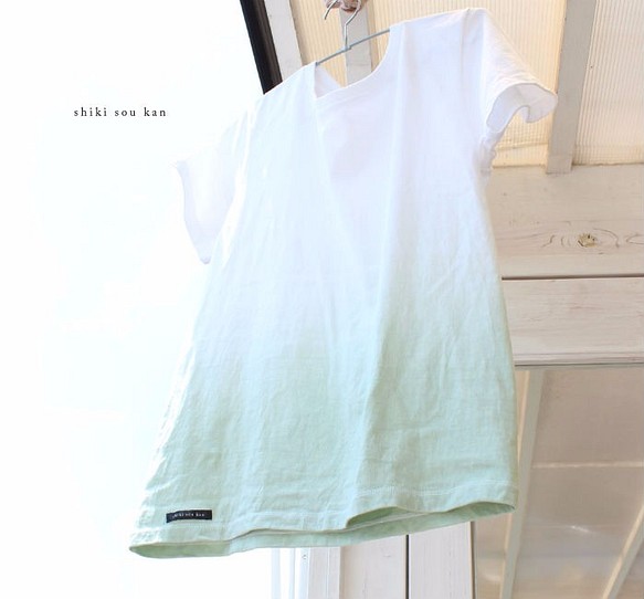 cotton100％ Hand dyed T-shirt★summer green T17307 第1張的照片