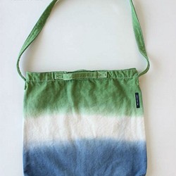 Handmade dyeing 2way shoulder bag★khaki×blue grey T18352 第1張的照片