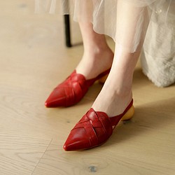 革 レトロ 織り 女 サンダル 厚いヒール スリッパ 人気 靴 夏   春 ワンピースに合う靴 夏の福袋 1枚目の画像