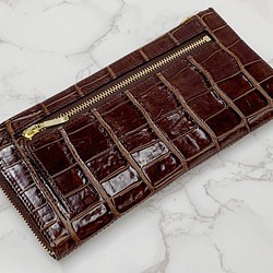 日本製　クロコダイル　長財布　L字ファスナー　ロングウォレット　エキゾチックレザー 1枚目の画像