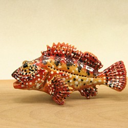 カサゴ（深海型）・陶芸作品 置物mini（陶 さかな フィギュア） 1枚目の画像