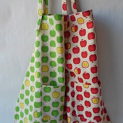 送料無料　青リンゴ　子供エプロン三角巾セット(100〜110)　　 1枚目の画像