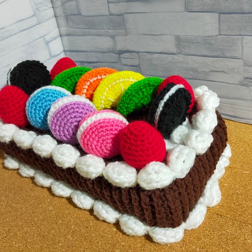 かぎ編み ティッシュボックスカバー チョコケーキ マカロン フルーツ 