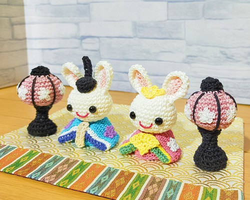雛人形　おひなさま　あみぐるみ 　ハンドメイド　手編み　編み物　かぎ編み