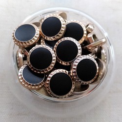 11mm　シンプル丸ボタン　マットゴールド＆ブラック　２５個　P410 1枚目の画像