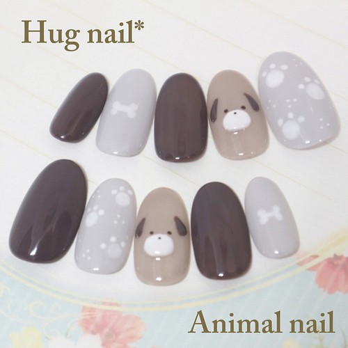 ５ アニマルネイル いぬ ネイルチップ ネイルシール Hug Nail 通販 Creema クリーマ ハンドメイド 手作り クラフト作品の販売サイト