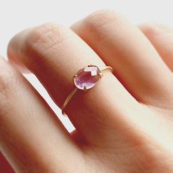 天然石　ブラジル産　ピンクアメジスト　爪留めリング　指輪　silver925  18kgp 1枚目の画像