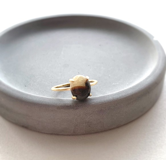 天然石　マダガスカル産　セプタリアン　爪留めリング　指輪　ヒーリングストーン　silver925  18KGP 1枚目の画像