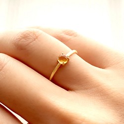 天然石 宝石質 シトリン 爪留めリング　指輪 1枚目の画像