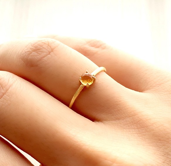 天然石 宝石質 シトリン 爪留めリング　指輪 1枚目の画像