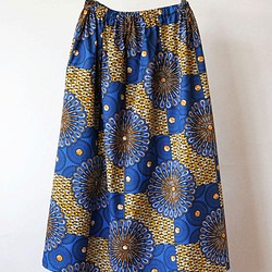 アフリカ布のふんわりギャザースカート｜ロングスカート / マキシ丈 1枚目の画像