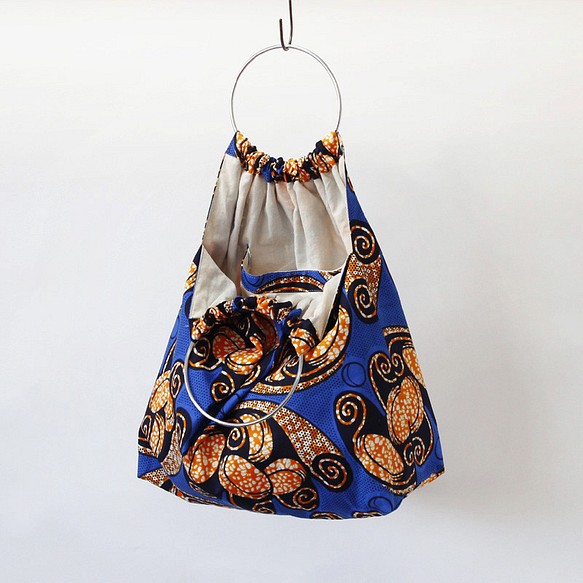 アフリカ布のリングハンドルバッグ｜アフリカ布 / アフリカンプリント - 5