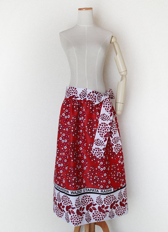 【アフリカ布のギャザースカート】サッシュベルト付き 1枚目の画像