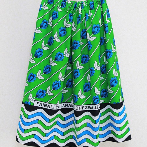 アフリカ布のギャザースカート】サッシュベルト付き スカート カンガ屋 