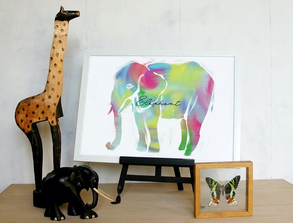 象のポスター カラフルな象のプリント アフリカ象 イラスト Suzukiandco 通販 Creema クリーマ ハンドメイド 手作り クラフト作品の販売サイト