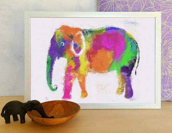 インド象ポスター カラフルな象のプリント 絵画 Suzukiandco 通販 Creema クリーマ ハンドメイド 手作り クラフト作品の販売サイト