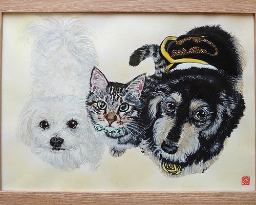 ペット 猫 犬 似顔絵 描きます （A4サイズ） 絵画 りんりんPOP 通販