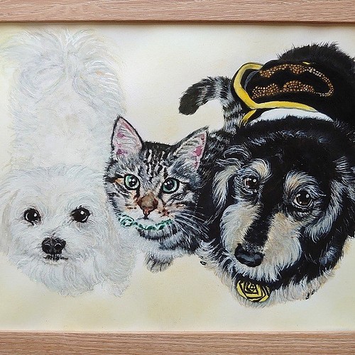 ペット 猫 犬 似顔絵 描きます （A4サイズ） 絵画 りんりんPOP 通販
