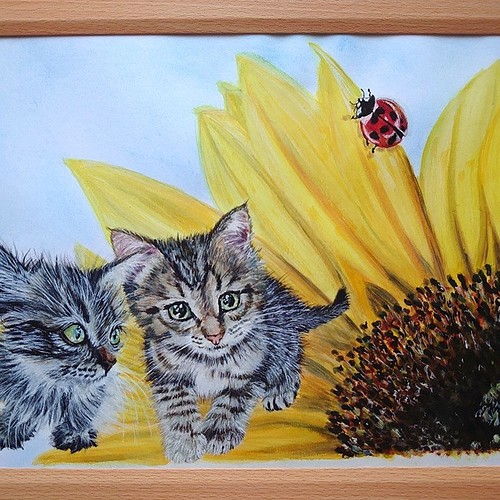 ネコの小さい油絵原画 絵画 mimoza 通販｜Creema(クリーマ)