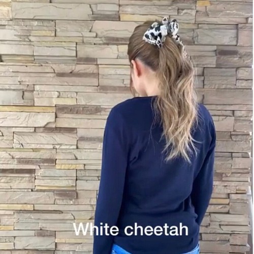 大きめリボンバナナクリップ White cheetah ホワイトチーター アトリエ 
