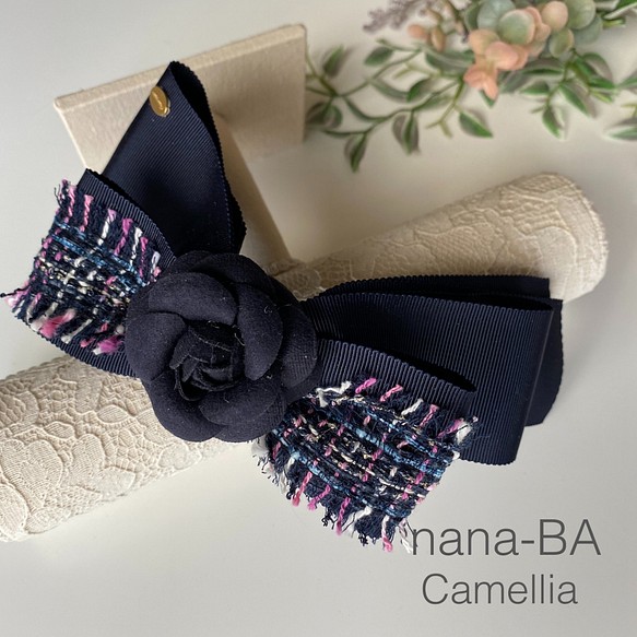 nana-BA Camellia bananaclip ネイビー　髪しっかりまとまる13LLバナナクリップ 1枚目の画像
