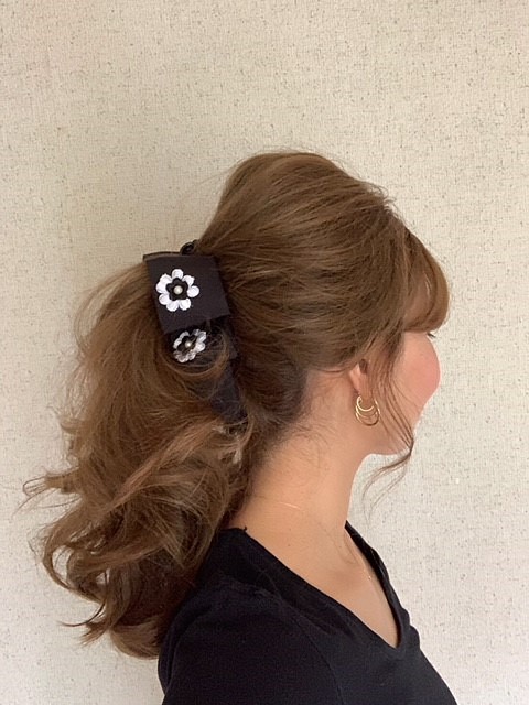 バナナクリップお花タラリンリボン ヘアクリップ・バナナクリップ