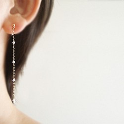 14KGF:White Topaz and long chain, clip on earrings（夾式） 第1張的照片