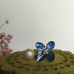 紫陽花とコットンパールのリング 1枚目の画像