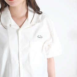 オープンカラーシャツ　半袖　オフホワイト/ユニセックス 1枚目の画像