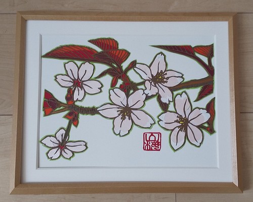 切り絵 日本の桜 山桜 カラー原画 Usi Itg Ac Id