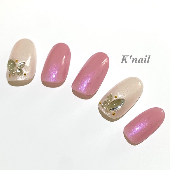 No 17ビジューネイル パール ピンク ビジュー オーロラ ネイルチップ ネイルシール K Nail 通販 Creema クリーマ ハンドメイド 手作り クラフト作品の販売サイト