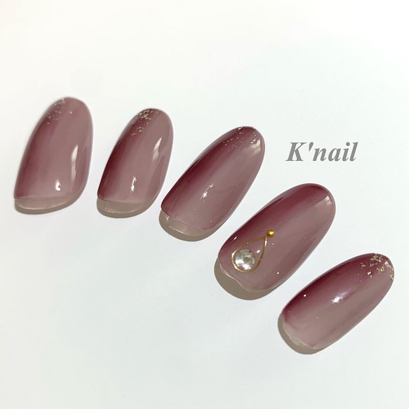 No 36縦グラデーションネイル くすみ パープル ワイン ラメ ビジュー ネイルチップ ネイルシール K Nail 通販 Creema クリーマ ハンドメイド 手作り クラフト作品の販売サイト