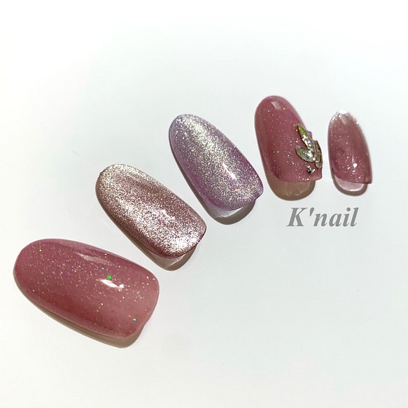 No 43ギラギラネイル マグネット ギャラクシー ラメ ビジュー ピンク パープル ネイルチップ ネイルシール K Nail 通販 Creema クリーマ ハンドメイド 手作り クラフト作品の販売サイト