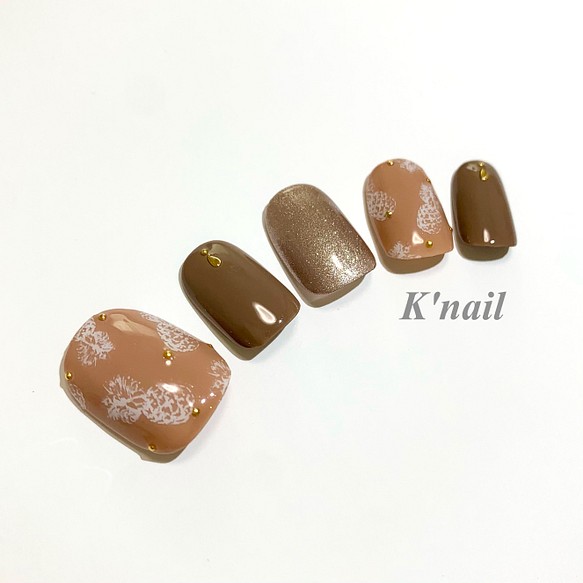 No 60パイナップルネイル ブラウン ベージュ ラメ 夏 大人 ネイルチップ ネイルシール K Nail 通販 Creema クリーマ ハンドメイド 手作り クラフト作品の販売サイト