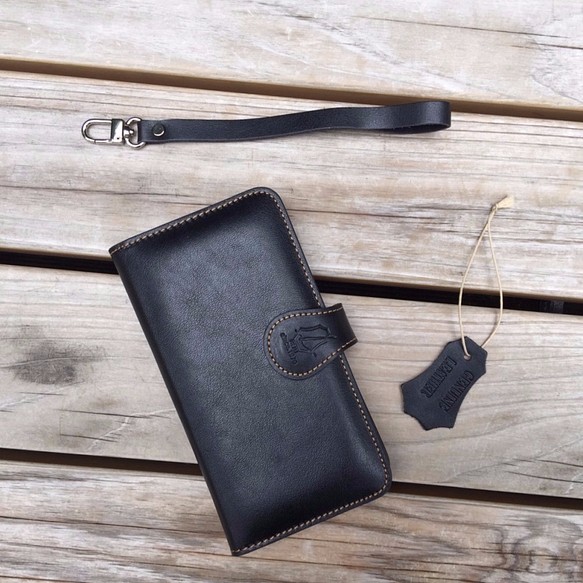 [iphone7Plus][S2OK Black] 義大利真皮 手帳型外殼 第1張的照片