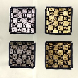 金彩市松模様コースター(金、銀)二枚〜五枚セット 1枚目の画像