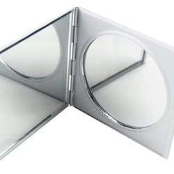 アルミ製 コンパクトミラー 拡大ミラー シルバー 四角 1枚目の画像