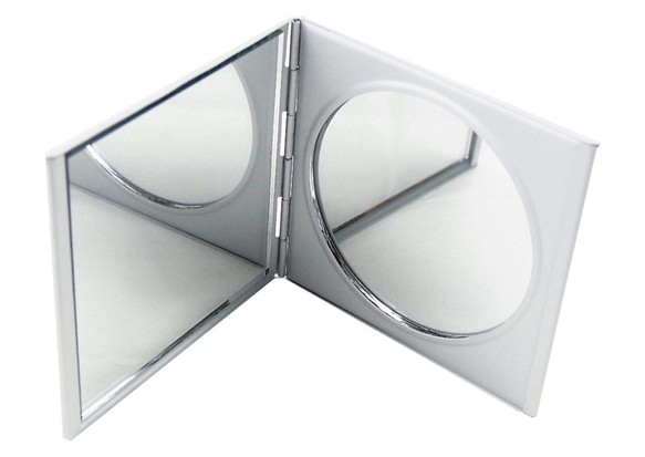 アルミ製 コンパクトミラー 拡大ミラー シルバー 四角 1枚目の画像