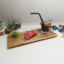天然木のカフェプレート(オーク材)　トレイ　無垢　お茶　お菓子 1枚目の画像
