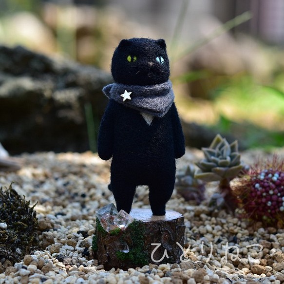 【猫さん】黒猫バンダナ【一点モノ】 1枚目の画像