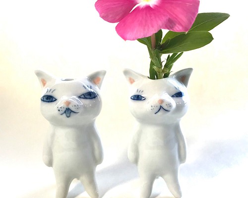 有田焼【花器】猫(小) 一輪挿し 一輪挿し・花瓶・花器 フラワーズ 