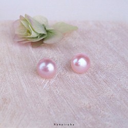 *14kgf ♢ 桜真珠の耳飾り ピアス/イヤリング  *高品質淡水ボタンパール 約12mm 1枚目の画像