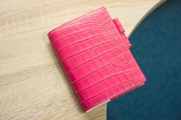 クロコダイルほぼ日手帳革カバー　ローズピンク 1枚目の画像