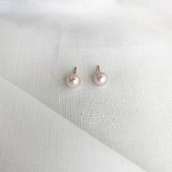 [K14GF] 頂級簡約粉色淡水珍珠耳環 5.5mm 第1張的照片