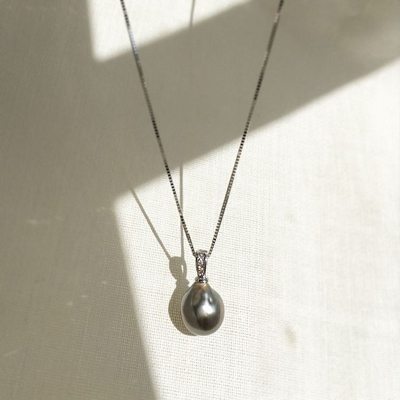 [Silver 925]大溪地巴洛克式珍珠項鍊與CZ 第1張的照片