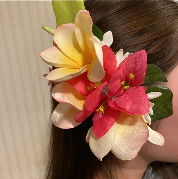 バナナクリップ 髪留め 紫陽花 青グラデ 花飾り 花冠 フラ ココ