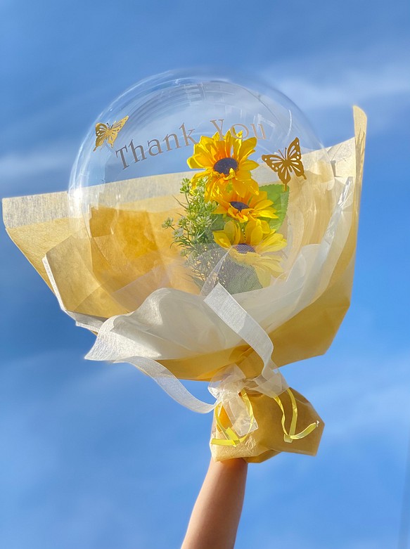 再販多数ひまわりバルーンフラワーブーケ ブーケ Silkflowerballoon 通販 Creema クリーマ ハンドメイド 手作り クラフト作品の販売サイト