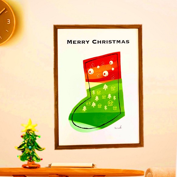 【クリスマス】クリスマス！クリスマス！なクリスマスブーツ＊インテリア＊アートポスター 1枚目の画像